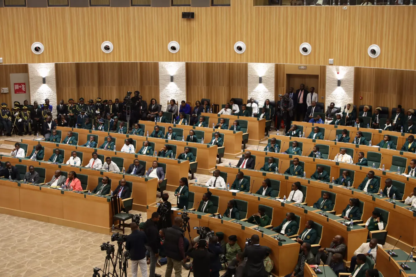 Children seated in parliament for the inauguration of the 32nd child parliament