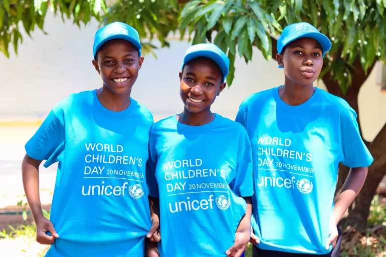 Children wearing World Children's Day T-shirt